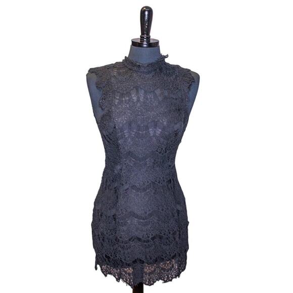 Intimately Dresses & Skirts - Intimately Free People Crochet Sleeveless Mini Dress Open Back Black
